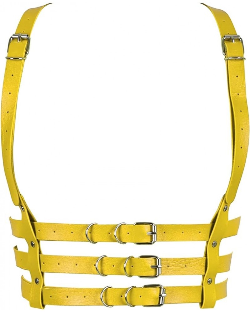 Punk Leather Body Harness Gothic Waist Chest Strap Belt Adjustable Rave Body Jewelry for Women and Girls Orange Yellow $10.25...