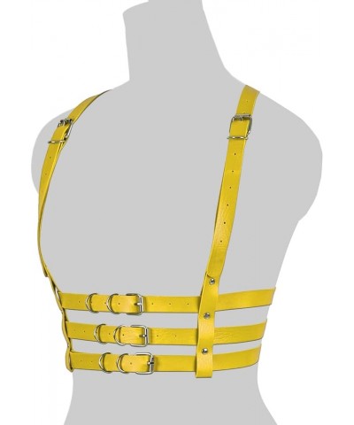 Punk Leather Body Harness Gothic Waist Chest Strap Belt Adjustable Rave Body Jewelry for Women and Girls Orange Yellow $10.25...