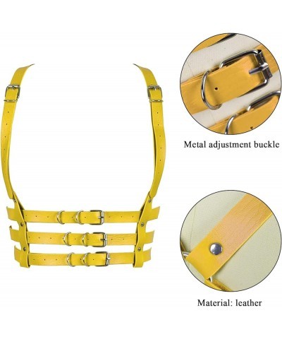 Punk Leather Body Harness Gothic Waist Chest Strap Belt Adjustable Rave Body Jewelry for Women and Girls Orange Yellow $10.25...