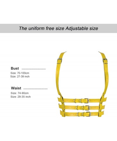 Punk Leather Body Harness Gothic Waist Chest Strap Belt Adjustable Rave Body Jewelry for Women and Girls Orange Yellow $10.25...