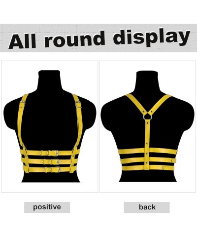 Punk Leather Body Harness Gothic Waist Chest Strap Belt Adjustable Rave Body Jewelry for Women and Girls Orange Yellow $10.25...