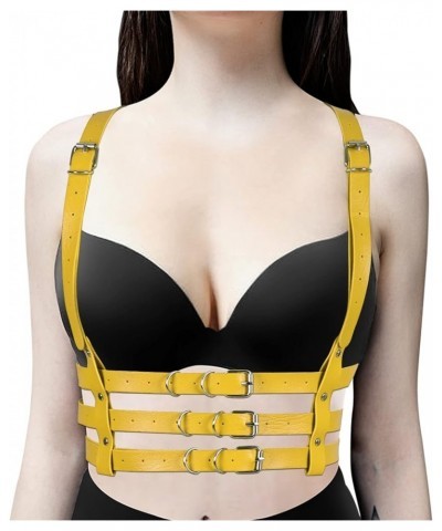 Punk Leather Body Harness Gothic Waist Chest Strap Belt Adjustable Rave Body Jewelry for Women and Girls Orange Yellow $10.25...