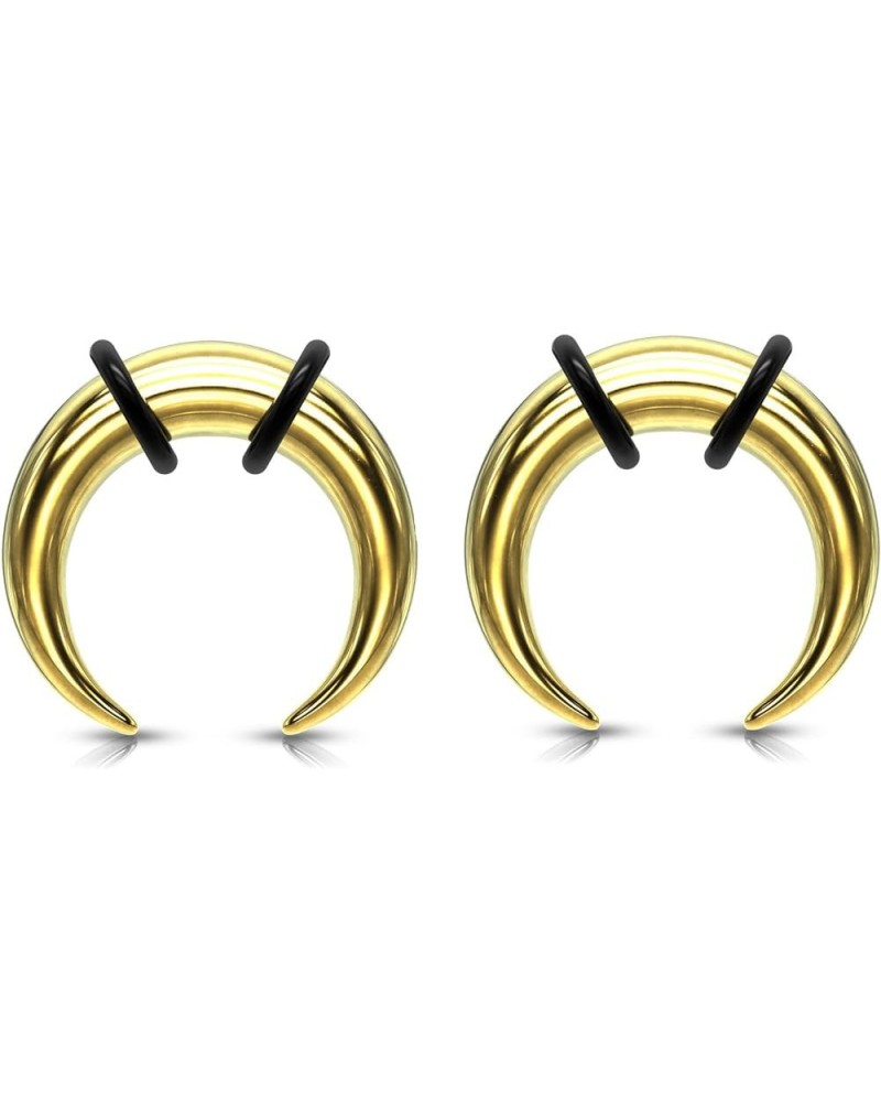 Pair Gold Steel 0g 1g 2g 4g 6g 8g 10g 12g 14g Ear Plugs Tunnels Tapers Pinchers Horseshoes Gauges Septum 12g 2mm $8.57 Body J...