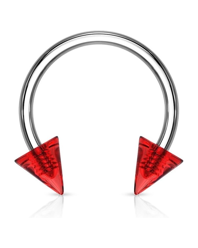 16GA 316L Stainless Steel Acrylic Spike Ends Horseshoe Circular Barbell Red $8.69 Body Jewelry