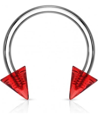 16GA 316L Stainless Steel Acrylic Spike Ends Horseshoe Circular Barbell Red $8.69 Body Jewelry