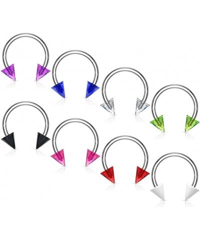 16GA 316L Stainless Steel Acrylic Spike Ends Horseshoe Circular Barbell Red $8.69 Body Jewelry