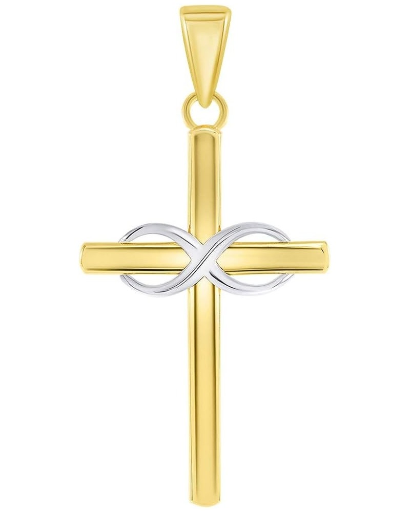 14k Two-Tone Gold Religious Plain Cross and Infinity Eternity Symbol Pendant $35.65 Pendants