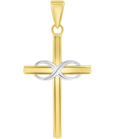 14k Two-Tone Gold Religious Plain Cross and Infinity Eternity Symbol Pendant $35.65 Pendants