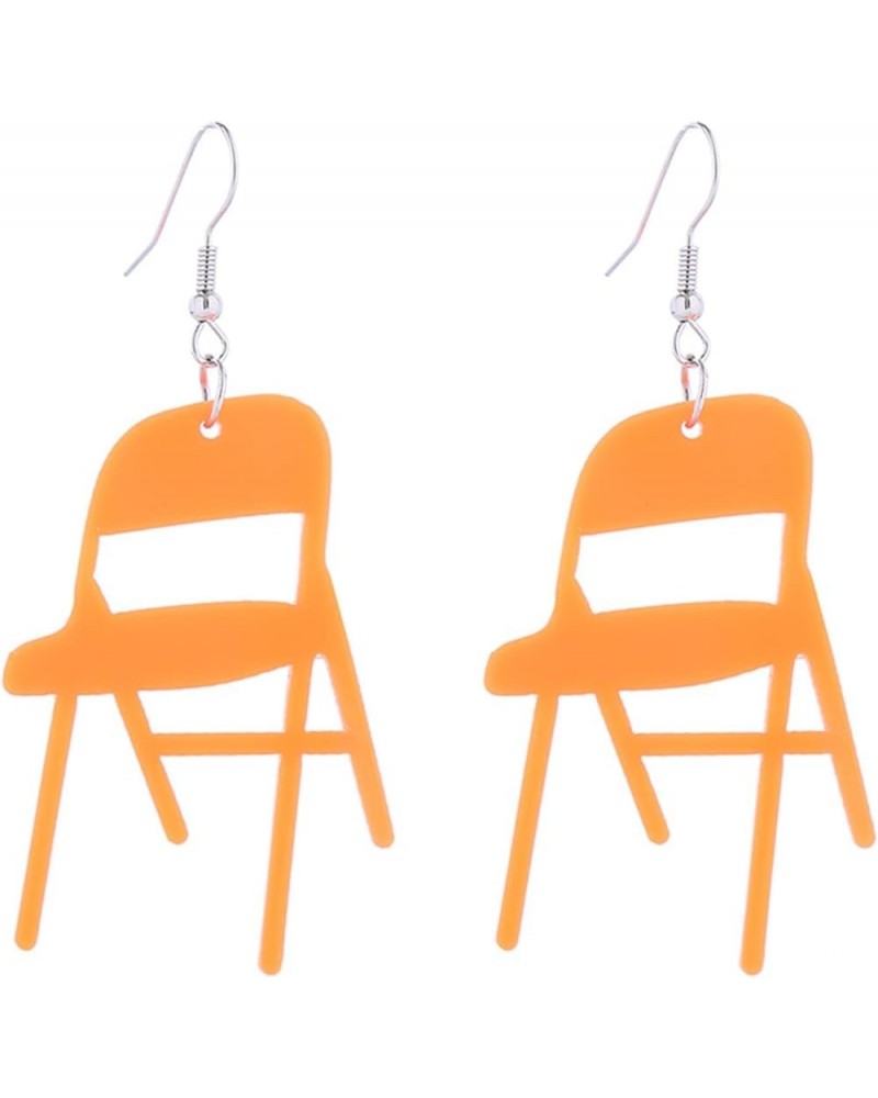 Folding Chair Dangle Earrings Colorful Chair Shape Resin Acrylic Earrings for Women Girls Jewelry E $5.99 Earrings