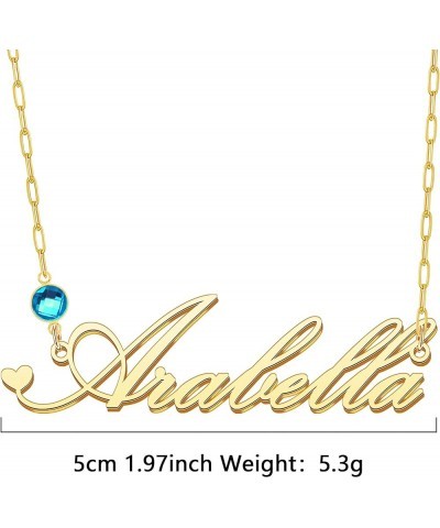 18K Gold Plated Name Necklace With Rhinestone for Women Girls Teenages Dainty Nameplate Pendant Necklaces for Mom BFF Daughte...