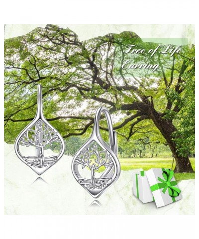 925 Sterling Silver Leverback Earrings Tree of Life Jewelry Gifts for Women Girls Tree of life $17.00 Earrings