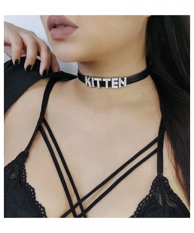 Kitten Choker Submissive Kawaii Cute Collar Necklace Letters Leather $9.17 Necklaces