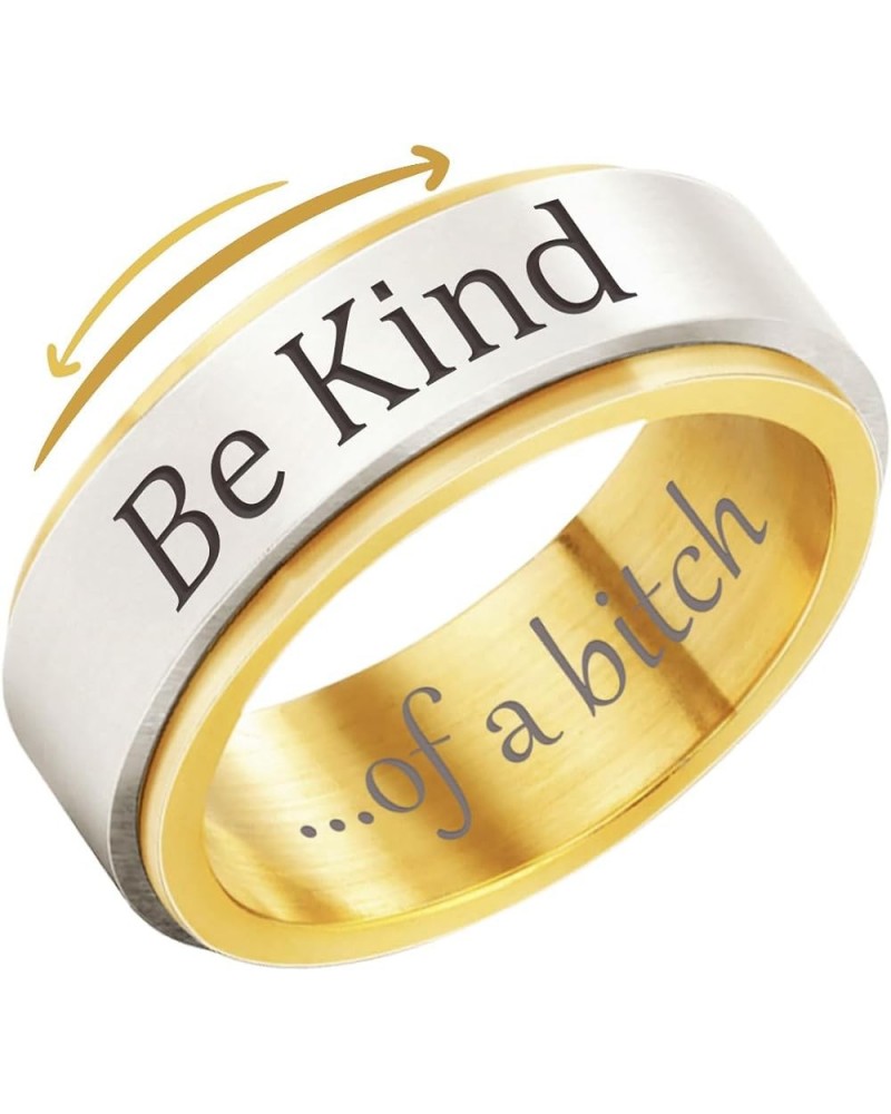 Be Kind of A Bitch Ring Be Kind...of A Bitch Spinner Ring, Stainless Steel Fidget Band Ring Inspirational Gifts for Women Fri...