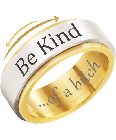 Be Kind of A Bitch Ring Be Kind...of A Bitch Spinner Ring, Stainless Steel Fidget Band Ring Inspirational Gifts for Women Fri...