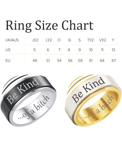 Be Kind of A Bitch Ring Be Kind...of A Bitch Spinner Ring, Stainless Steel Fidget Band Ring Inspirational Gifts for Women Fri...