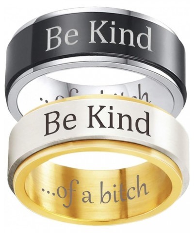 Be Kind of A Bitch Ring Be Kind...of A Bitch Spinner Ring, Stainless Steel Fidget Band Ring Inspirational Gifts for Women Fri...