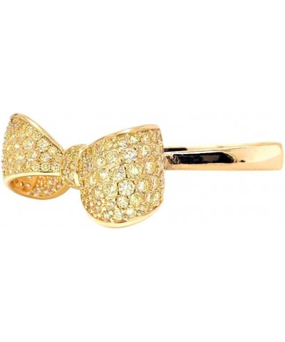 Pave CZ Statement Small Ribbon Bow Ring For Women Bride's Wedding Prom 7 Yellow&Gold $12.70 Bracelets