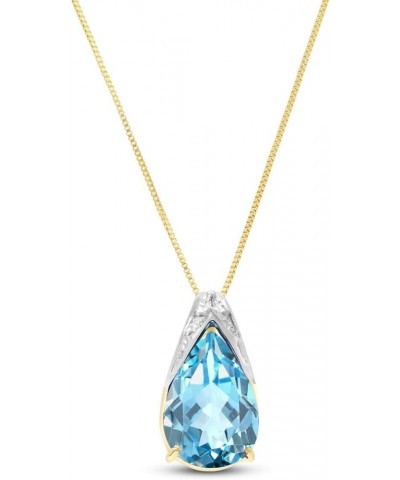 Genuine 14k Solid Gold Necklace with 6 Carat (CTW) Natural Blue Topaz Pendant 14.0 Inches $93.08 Necklaces