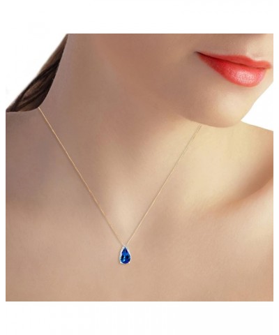 Genuine 14k Solid Gold Necklace with 6 Carat (CTW) Natural Blue Topaz Pendant 14.0 Inches $93.08 Necklaces