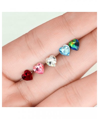 Heart Crystal Top Surgical Steel Cartilage, Tragus Barbell Stud Red $10.19 Body Jewelry