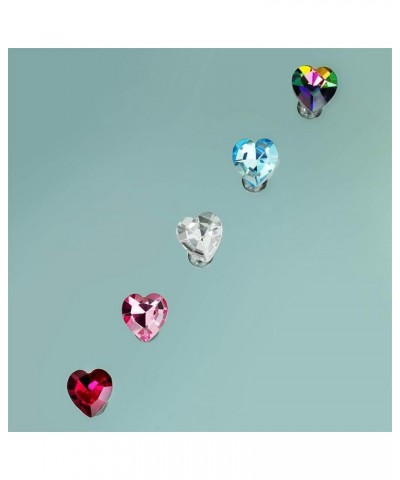 Heart Crystal Top Surgical Steel Cartilage, Tragus Barbell Stud Red $10.19 Body Jewelry