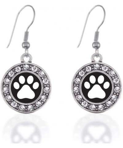 Lovely Circle Pet Dog Paw Print Dangle Earrings Silver Tone Animal Footprint Drop Ear Charm Gift for Women Girls Puppy Lovers...