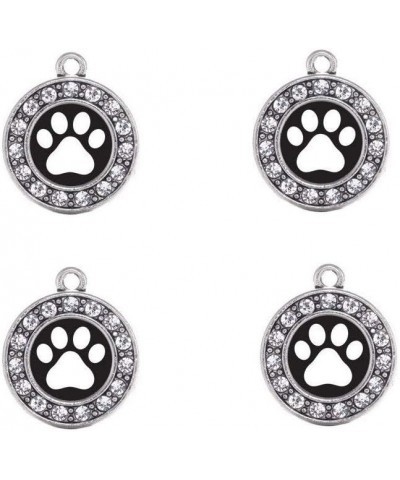 Lovely Circle Pet Dog Paw Print Dangle Earrings Silver Tone Animal Footprint Drop Ear Charm Gift for Women Girls Puppy Lovers...