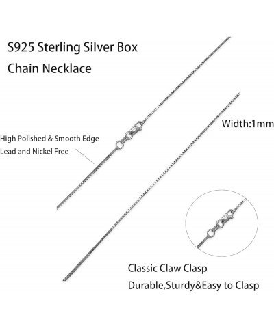 S925 Sterling Silver 1.0mm Box Chain Necklace for Men Women Italian Diamond Cut Chains 14/16/18/20/22/24/26 Inches Box Link N...