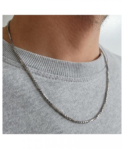 S925 Sterling Silver 1.0mm Box Chain Necklace for Men Women Italian Diamond Cut Chains 14/16/18/20/22/24/26 Inches Box Link N...