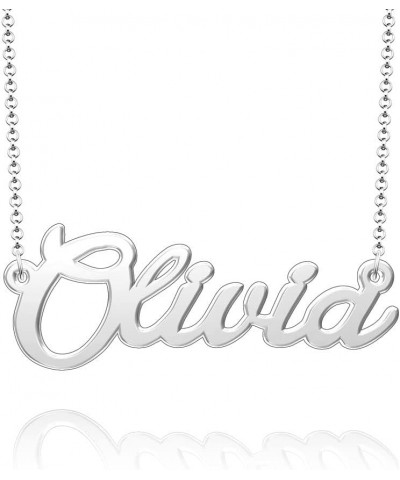 Name Necklace Personalized Nameplate Name Tag Necklace Stainless Steel-Silver/Gold/Rose Gold Plated Silver Olivia $9.17 Neckl...