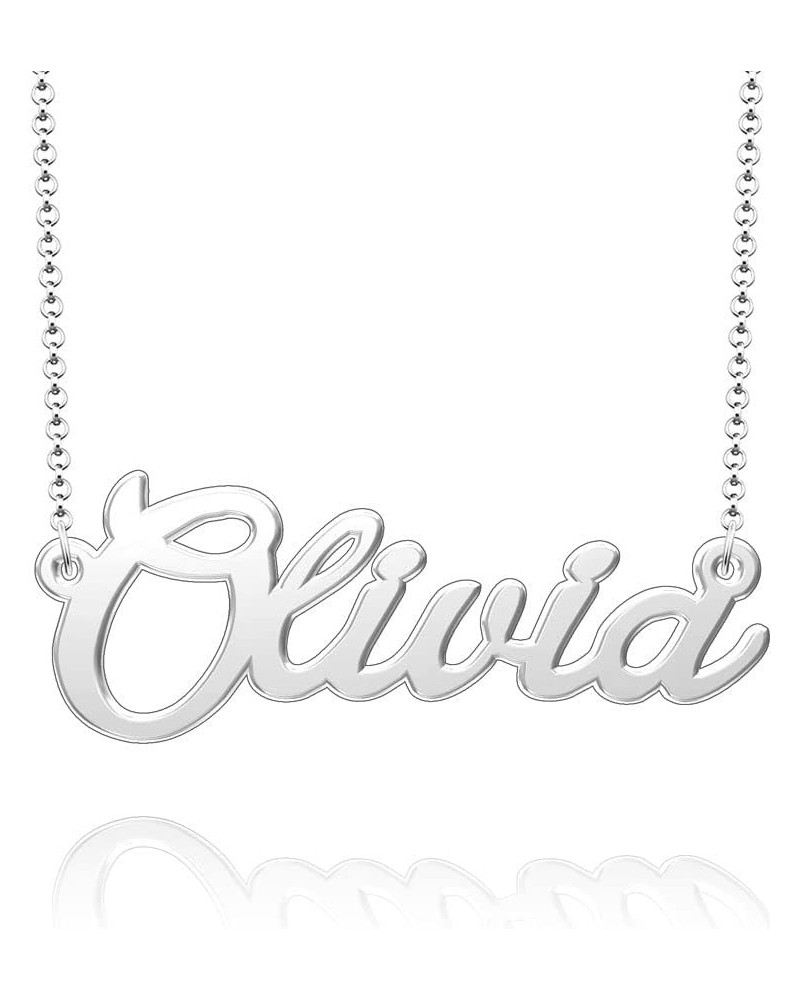 Name Necklace Personalized Nameplate Name Tag Necklace Stainless Steel-Silver/Gold/Rose Gold Plated Silver Olivia $9.17 Neckl...