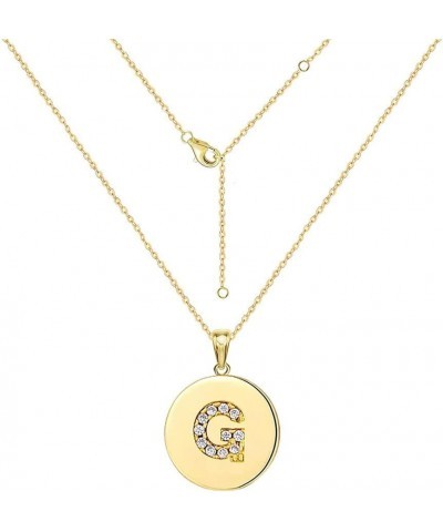 Round Initial A-Z Letter Necklaces for Women CZ Capital Alphabet Coin Signet Pendant Gold G $9.11 Necklaces