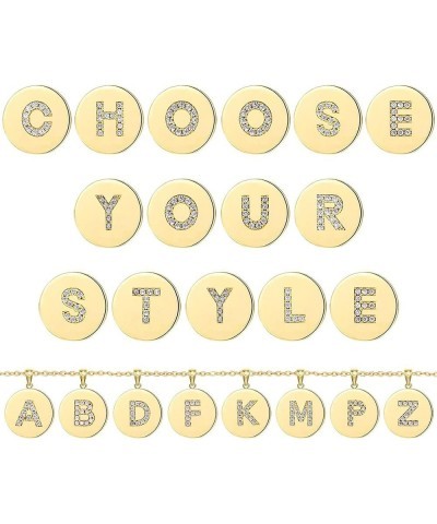 Round Initial A-Z Letter Necklaces for Women CZ Capital Alphabet Coin Signet Pendant Gold G $9.11 Necklaces