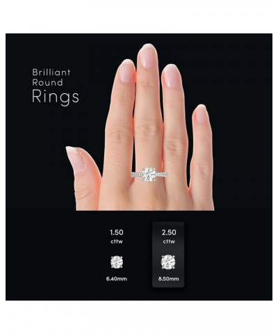 1.60-2.60 Cttw Lab Grown Diamond and Moissanite Engagement Ring 14k White Gold (D-E/VS, D-E/VS) | Comes With Gift Box 2.5 CTT...