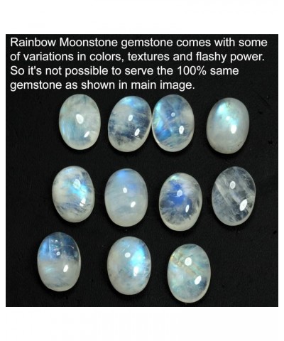 925 Sterling Silver Handmade Ring for Women 8x10 Oval Gemstone Fashion Jewelry for Gift (99051_R) Rainbow Moonstone $15.62 Rings