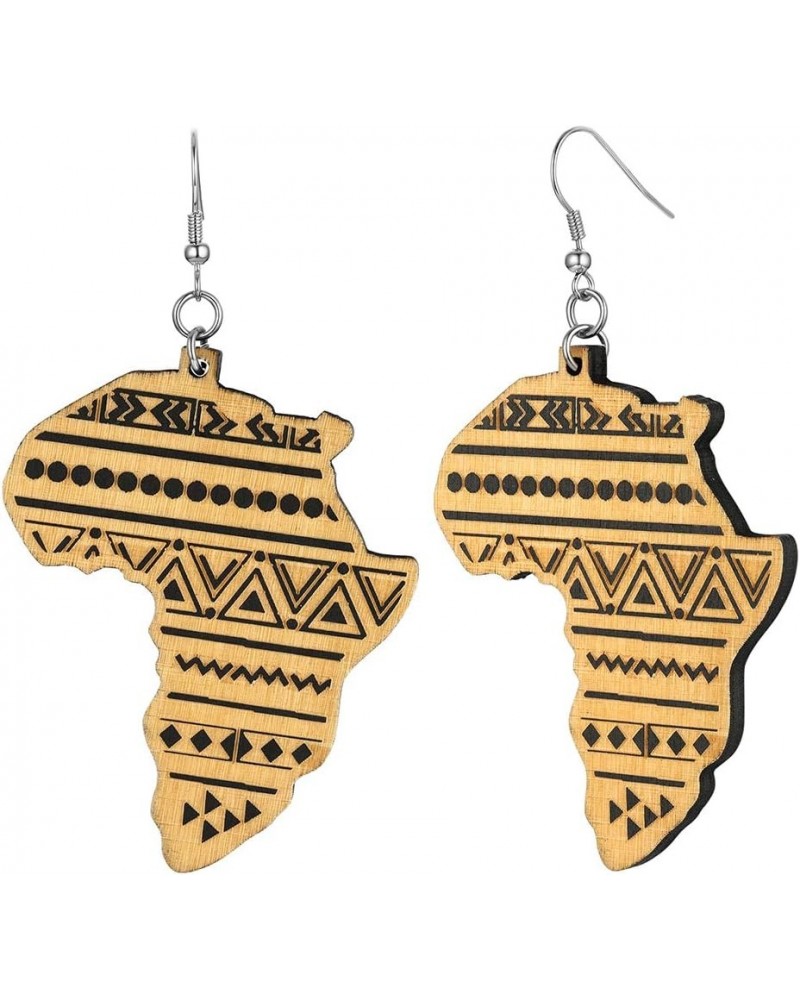 African Map Shaped Drop Earrings Stainless Steel/18K Gold Plated Statement Africa Jewelry Ear Charms for Women Teen Girls 10....