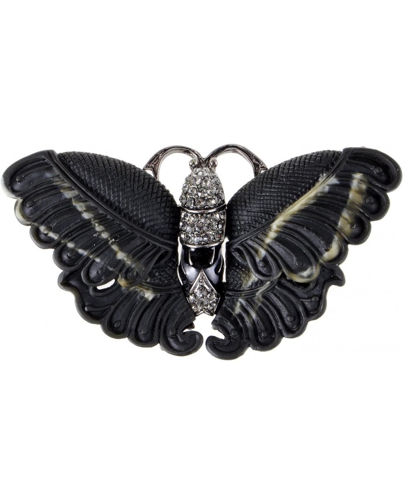 Abstract Stripe Clear Rhinestones Enamel Matte Black Butterfly Insect Brooch Pin $9.67 Brooches & Pins