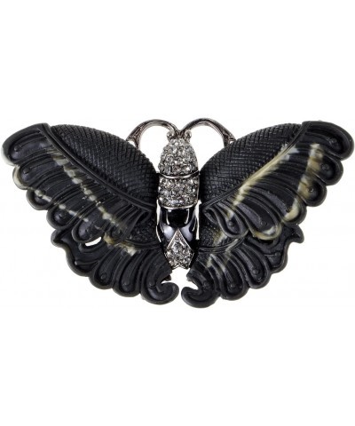 Abstract Stripe Clear Rhinestones Enamel Matte Black Butterfly Insect Brooch Pin $9.67 Brooches & Pins