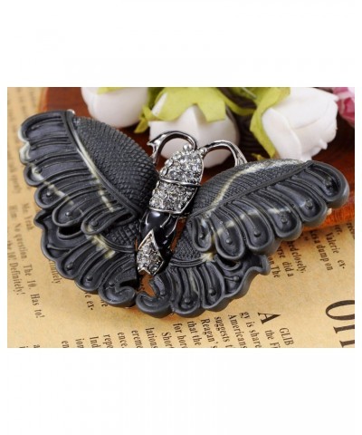 Abstract Stripe Clear Rhinestones Enamel Matte Black Butterfly Insect Brooch Pin $9.67 Brooches & Pins