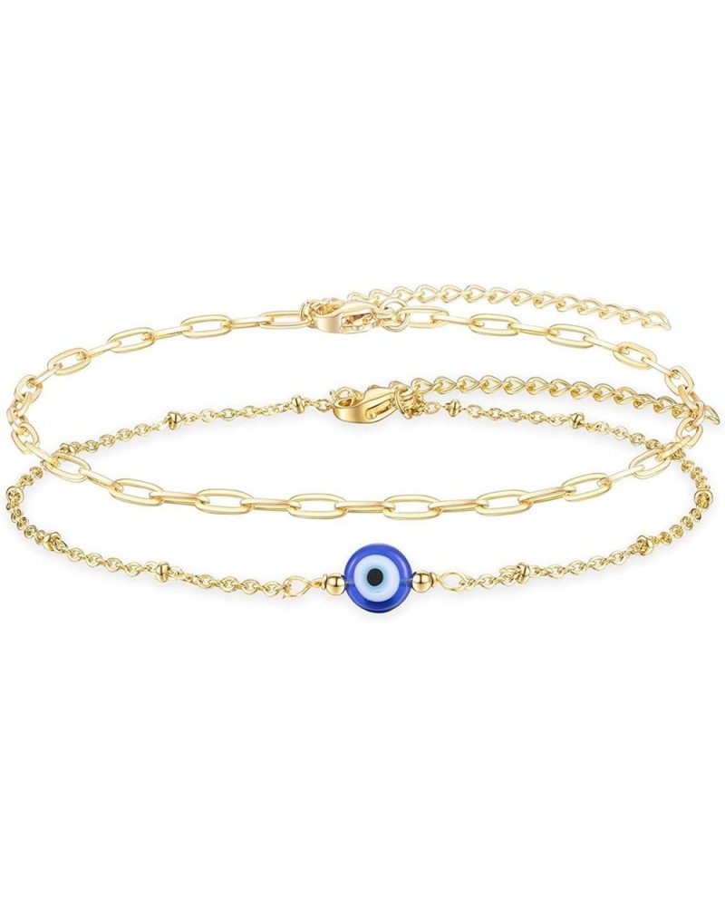 Evil Eye Bracelets, 18K Gold Ojo Bracelet For Women, Dainty Turquoise Evil Eye Chian Bracelets Jewelry Gift For Valentine's D...