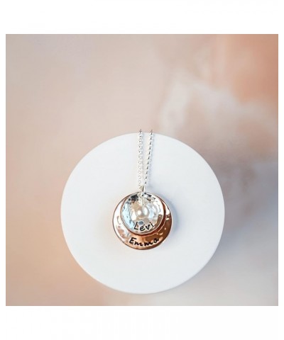 Deux Amore Multi-Tone Two Disc Necklace Personalized on Sterling Silver and Rose Gold Plated Discs with your Choice of Names....