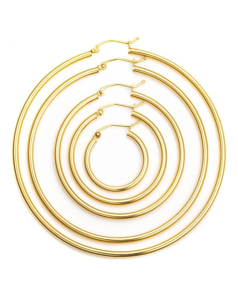 Solid 14K Yellow Gold Latch Back Hoop Earrings for Women 2mm Thick 20-65mm Diameters 20mm Diameter - 2mm Tube $55.20 Earrings