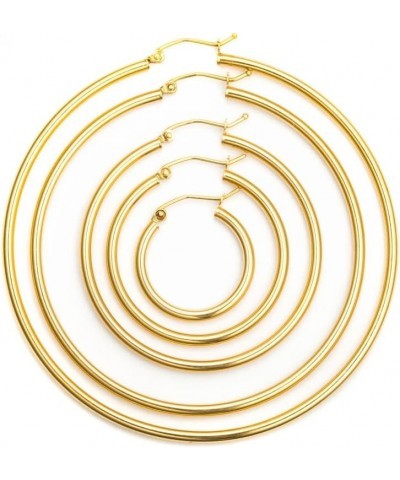 Solid 14K Yellow Gold Latch Back Hoop Earrings for Women 2mm Thick 20-65mm Diameters 20mm Diameter - 2mm Tube $55.20 Earrings