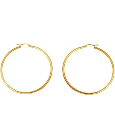 Solid 14K Yellow Gold Latch Back Hoop Earrings for Women 2mm Thick 20-65mm Diameters 20mm Diameter - 2mm Tube $55.20 Earrings