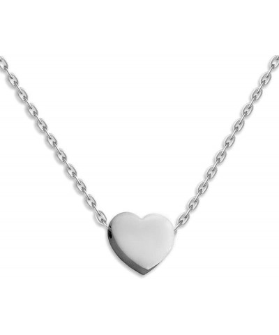 Stainless Steel Sliding Float Heart Shaped Charm Necklace Single Heart-Silver $8.69 Necklaces