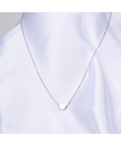 Stainless Steel Sliding Float Heart Shaped Charm Necklace Single Heart-Silver $8.69 Necklaces