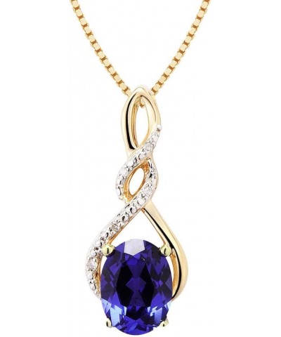 Lab Created Blue Sapphire Twist Pendant Necklace Diamond Accent in Sterling Silver and 14kt Yellow Gold Plated Silver - 18 In...