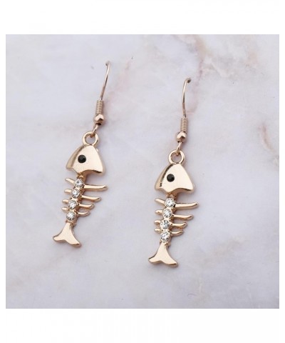 Fish Bones Gift Fish bones Skeleton Earrings Necklace Fish Bones Animal Jewelry Fish Bones lover Gift for Women Girl Ear- Fis...