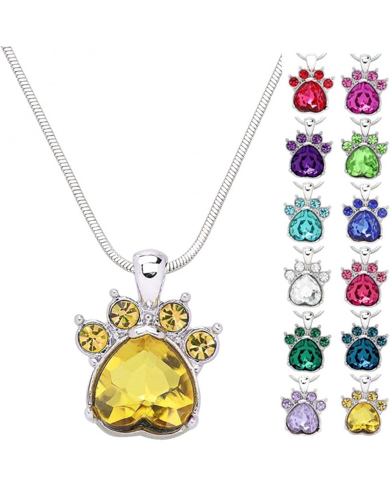 Crystal Paw Birthstone Pendant Necklace 17 Inch Snake Chain Gift Box Included 11-November $7.00 Necklaces