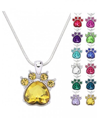 Crystal Paw Birthstone Pendant Necklace 17 Inch Snake Chain Gift Box Included 11-November $7.00 Necklaces